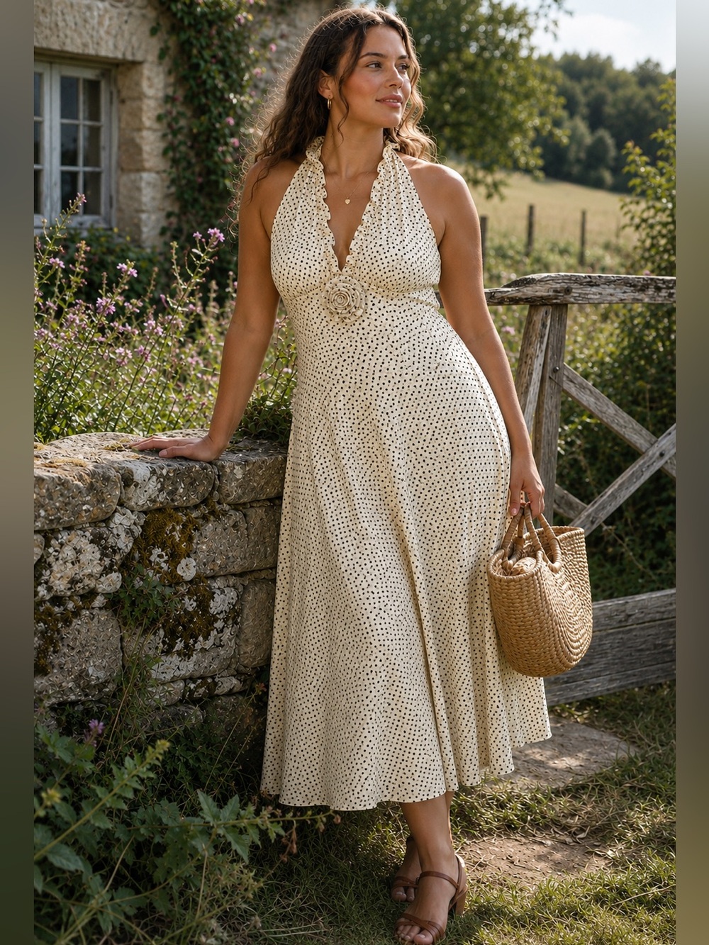 NWT DÔEN Mazarine Polka Dot Midi Dress in Portia Dot, Cream Size XL - Picture 5 of 17